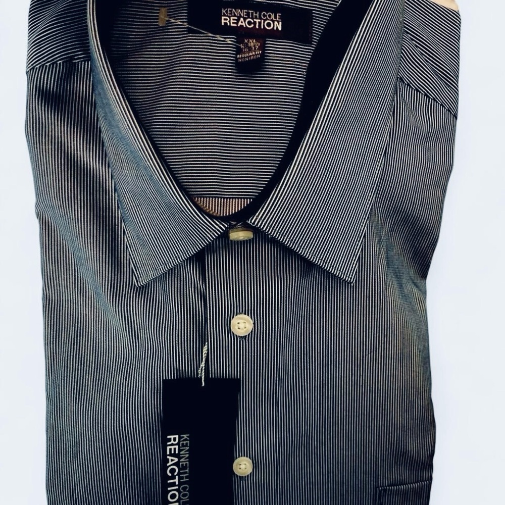 Kenneth Cole Reaction Blue & white striped button-up shirt Size XXL